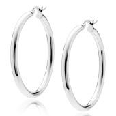 Cercei rotunzi argint Ø40 mm x 3 mm Classic Hoops DiAmanti KHR340R-DIA